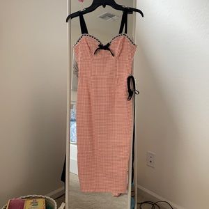 Unique Vintage pink and white pencil dress.